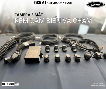 CAMERA 3 MẮT KÈM CẢM BIẾN VA CHẠM DÀNH CHO XE FORD RANGER