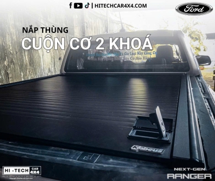 Nắp Thùng Cuộn Cơ 2 Khóa Cho Xe Bán Tải Ford Ranger 2012-2025 – Bền Bỉ, Chống Trộm, Dễ Dùng